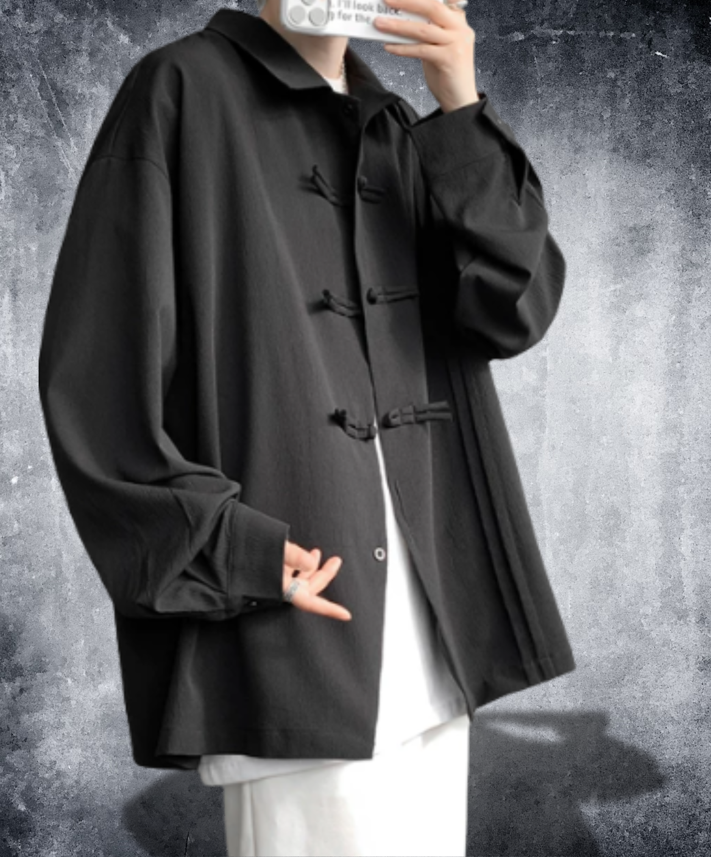 chinese-style button wrinkle processing shirt EN2871
