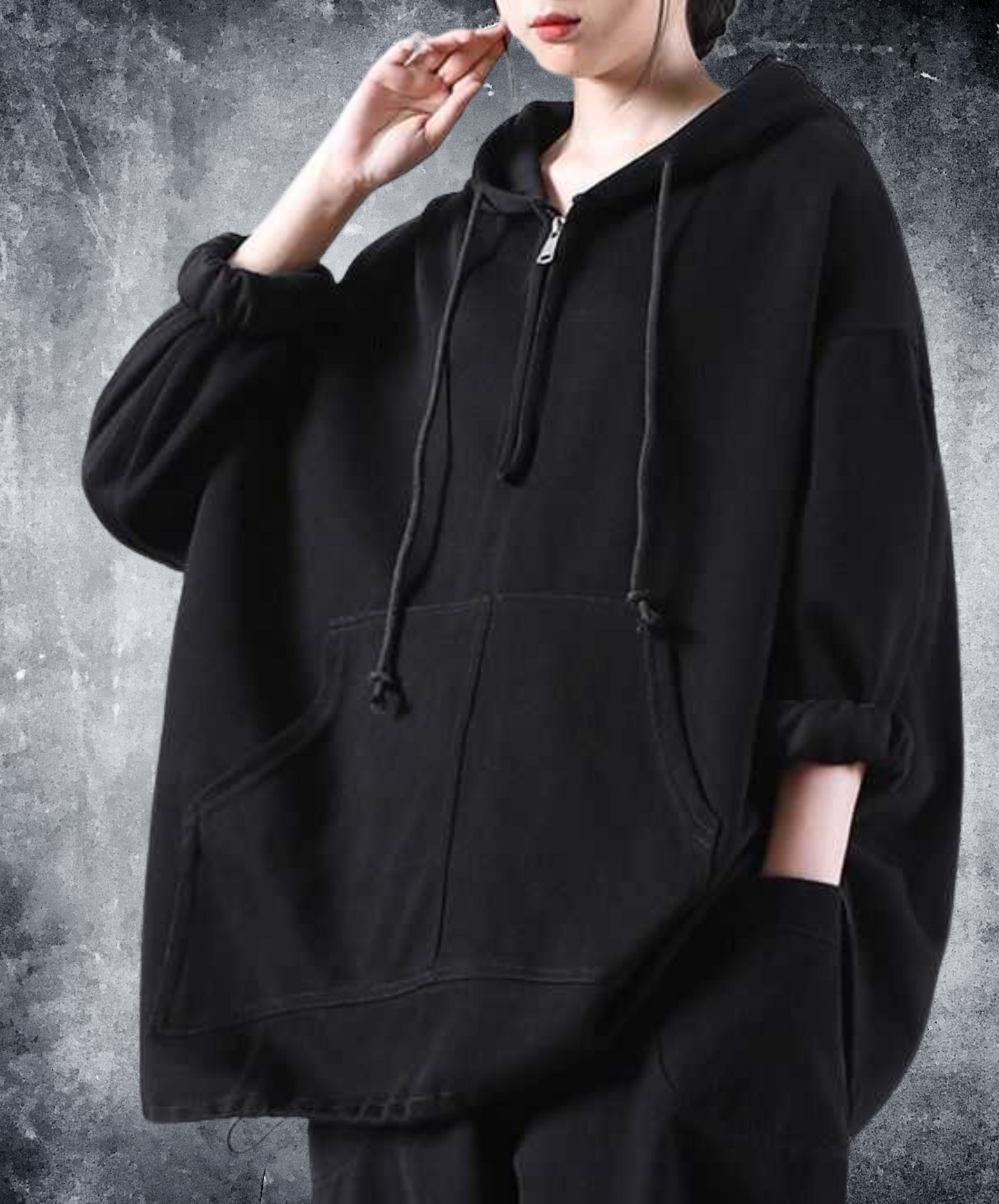 drawstring half zipper hoodie EN2485