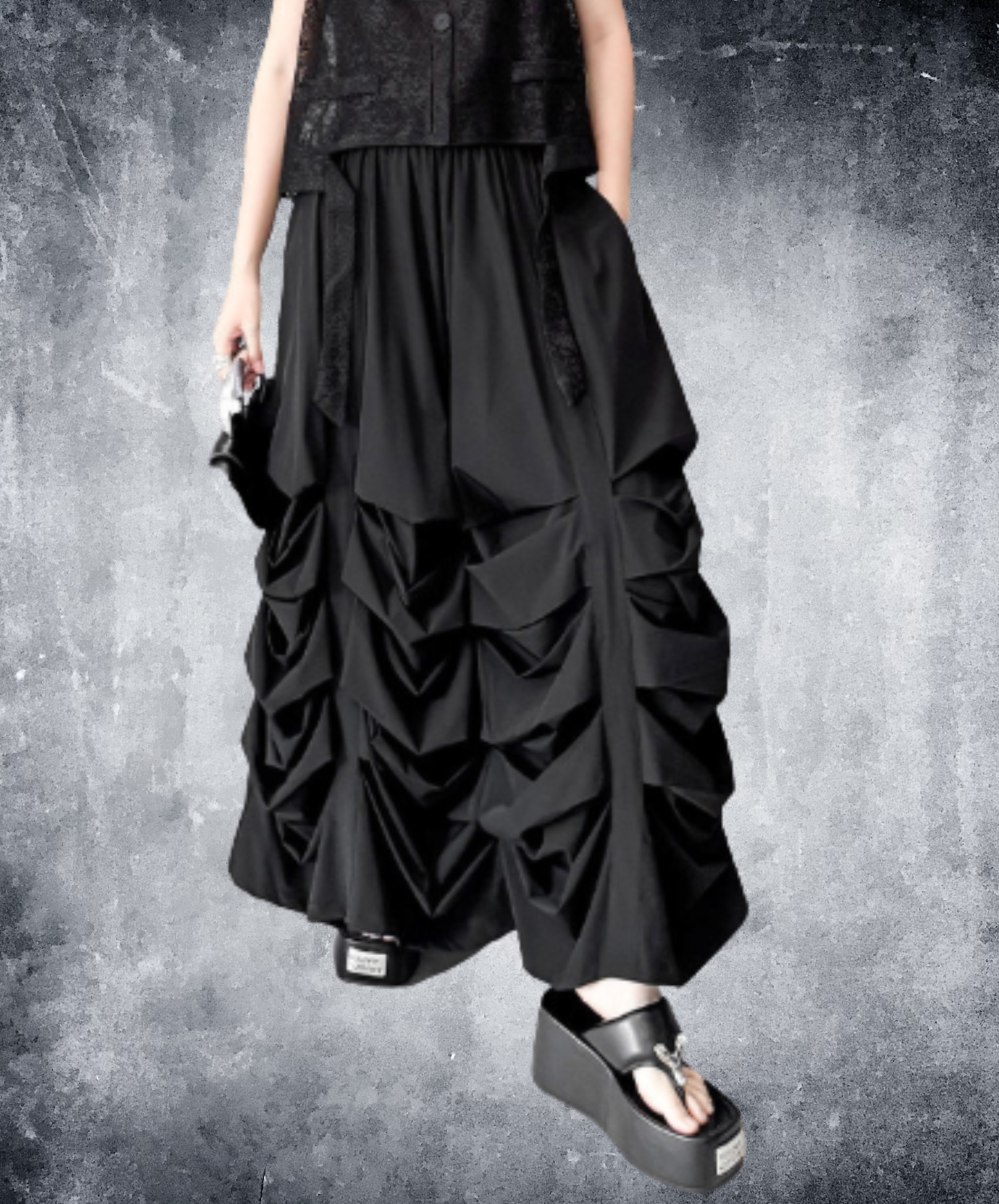 dark voluminous drape skirt EN3019