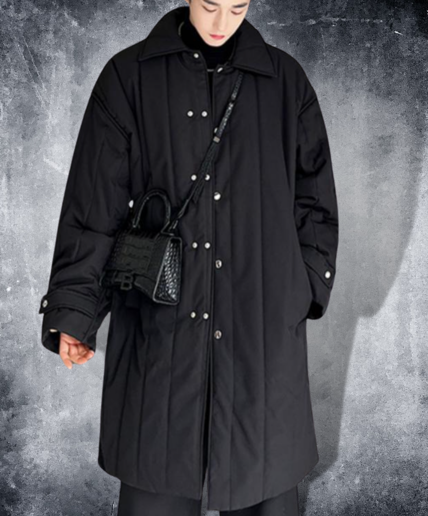 simple cotton thick mid length coat EN1432