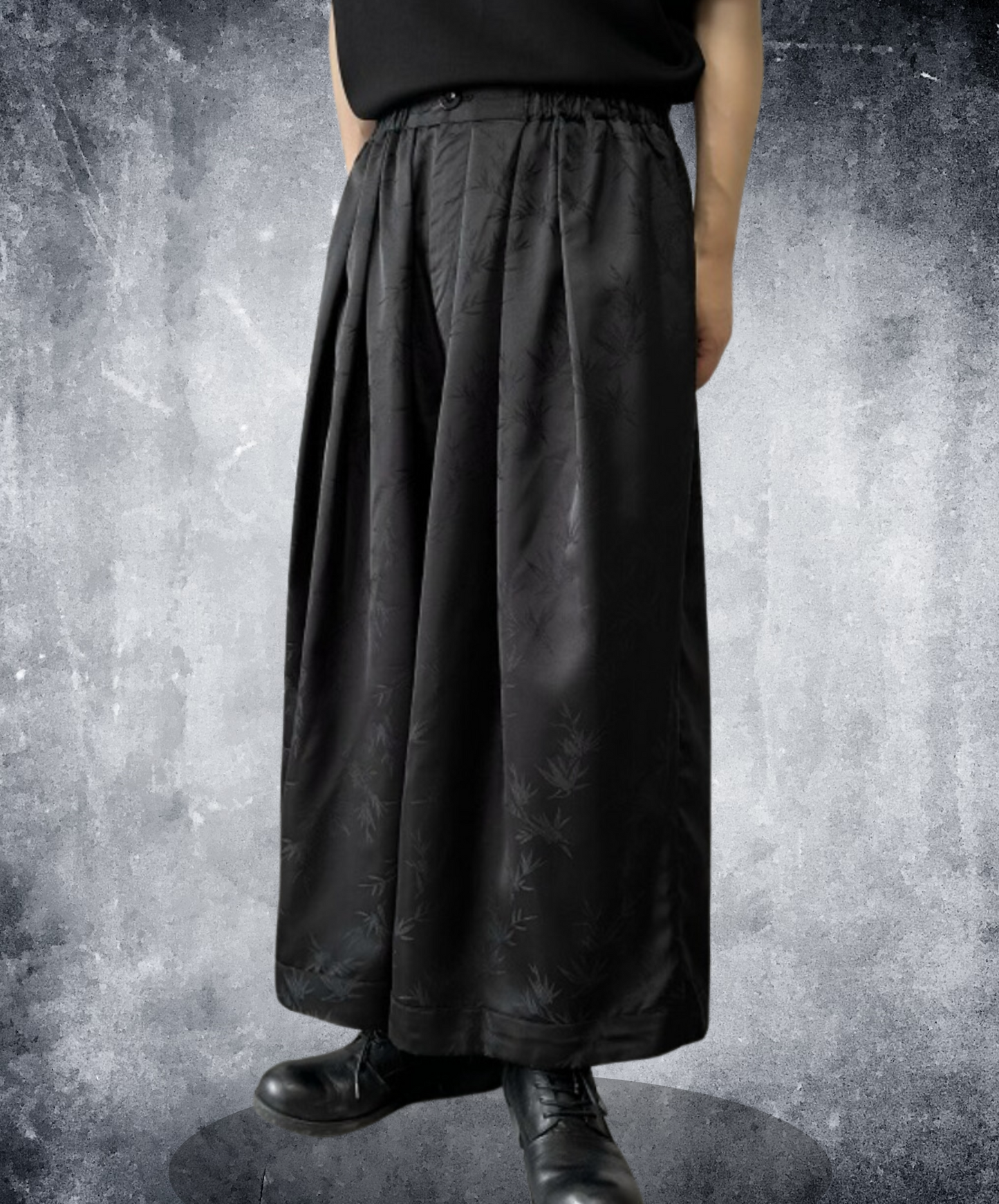 chinese style satin jacquard wide pants EN1767