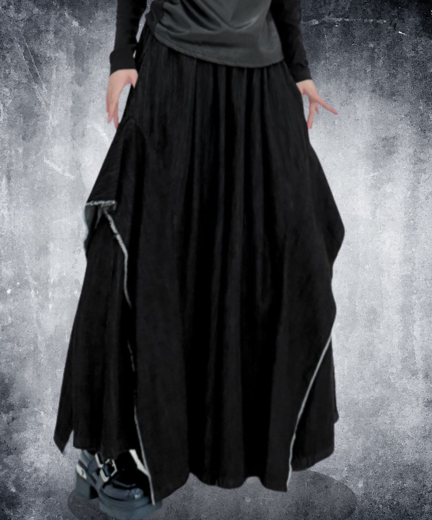 american patchwork high waist wide pants EN2781