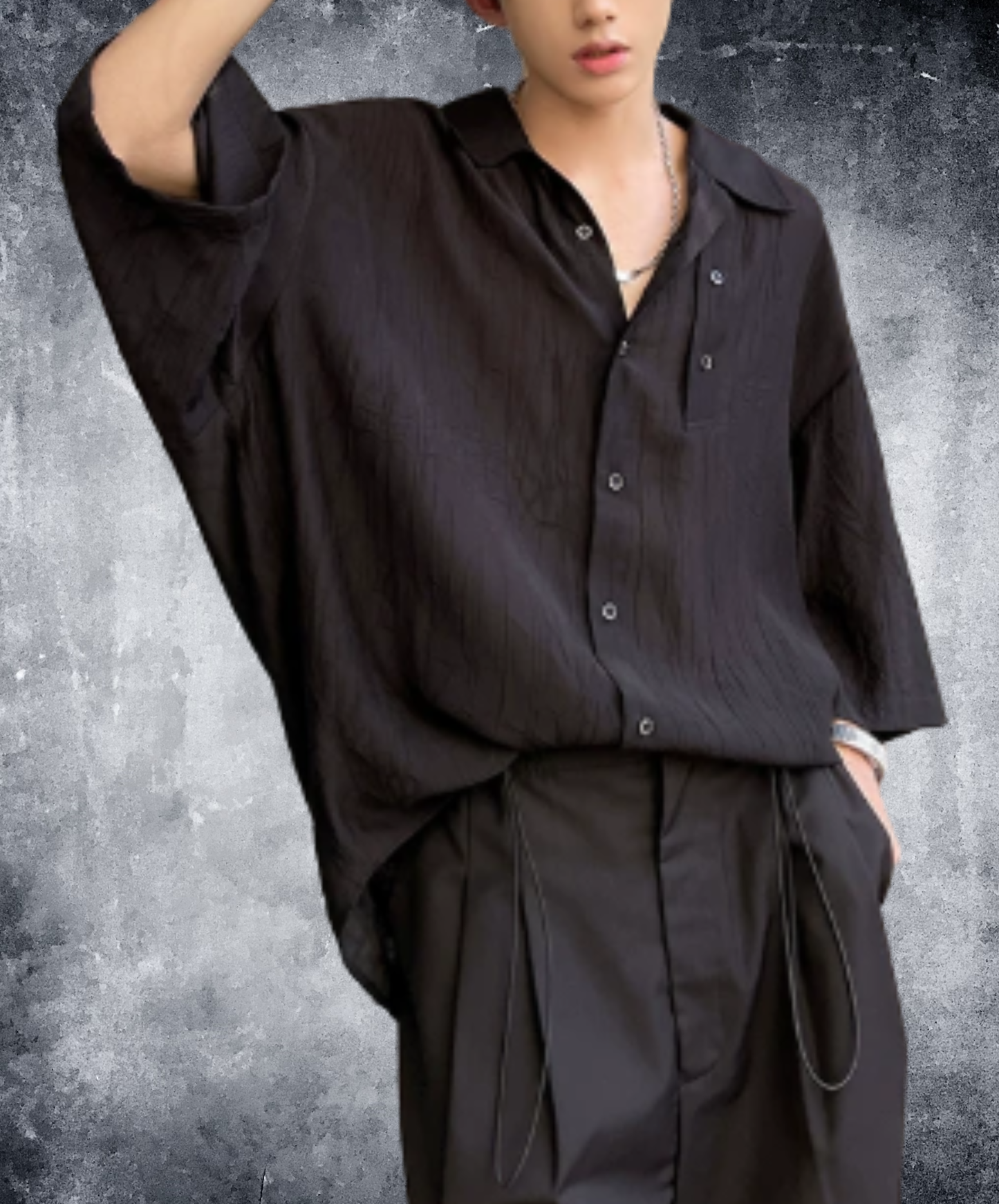 lightweight, silk-like, three-quarter sleeve shirt EN2953