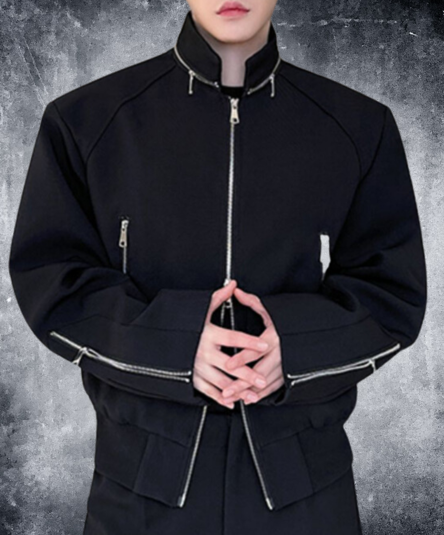 double zip up stand collar casual jacket EN1688