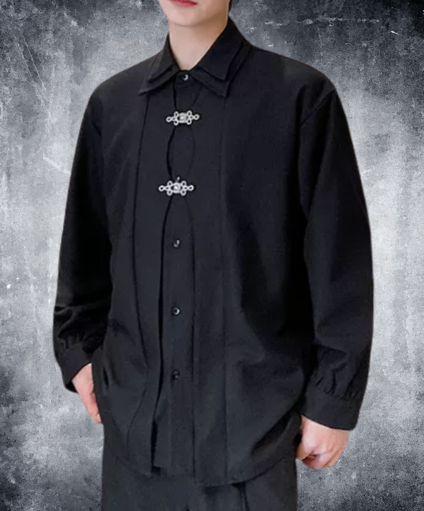 chinese-style button double collar shirt EN2849