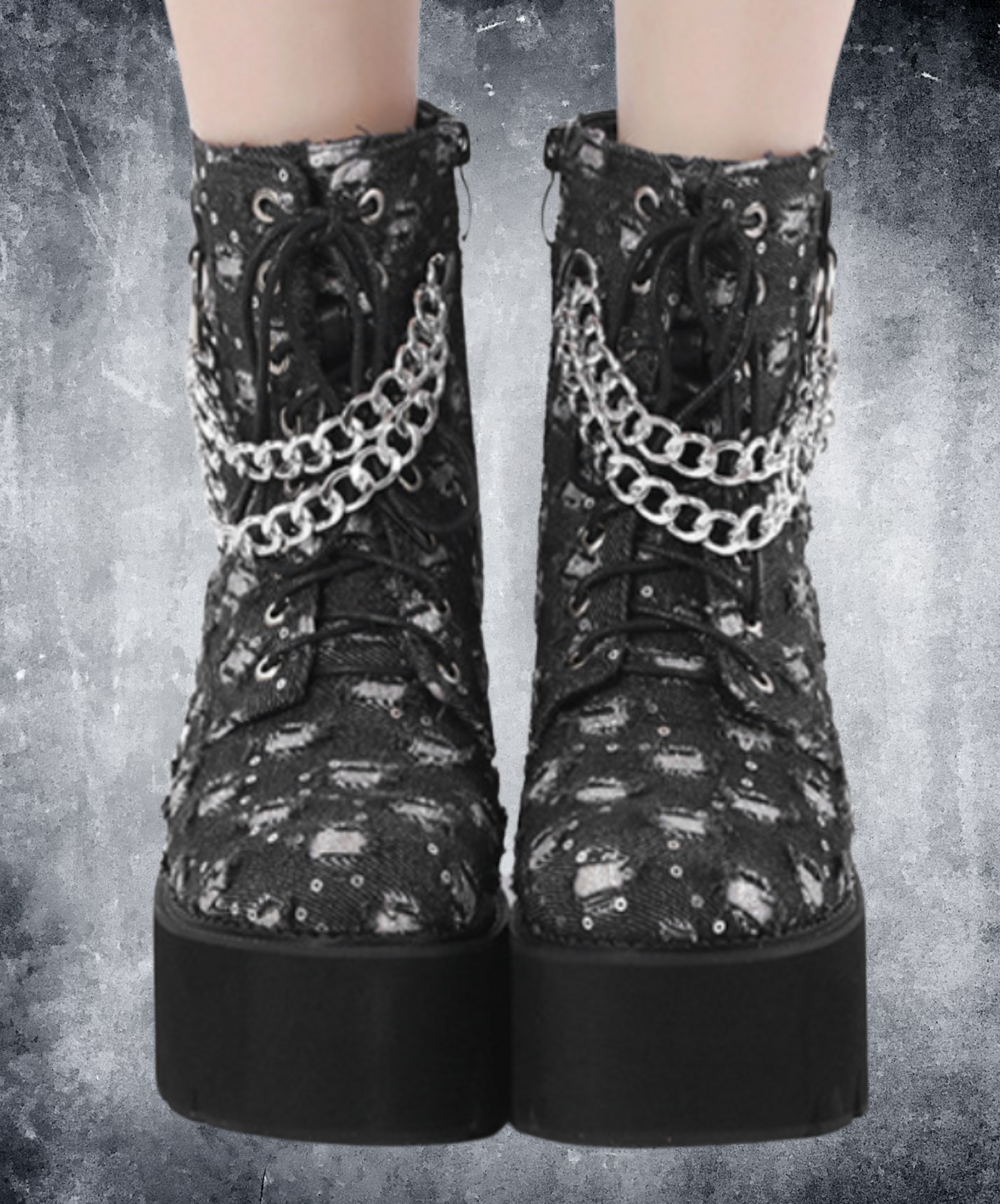 square hole ring chain boots EN2611