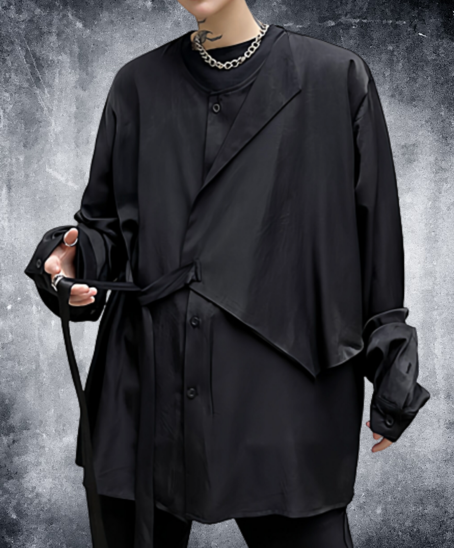 dark asymmetrical front shirt EN2763
