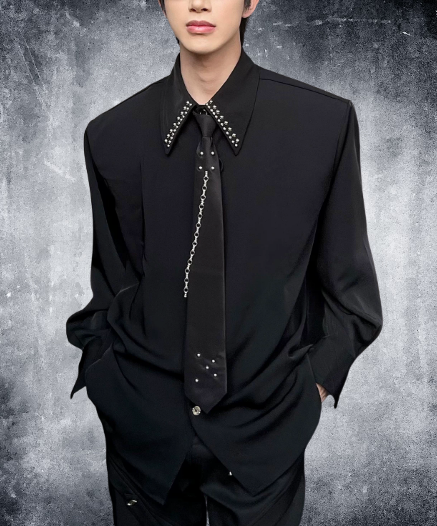 metal rivet tie included shirt EN2852