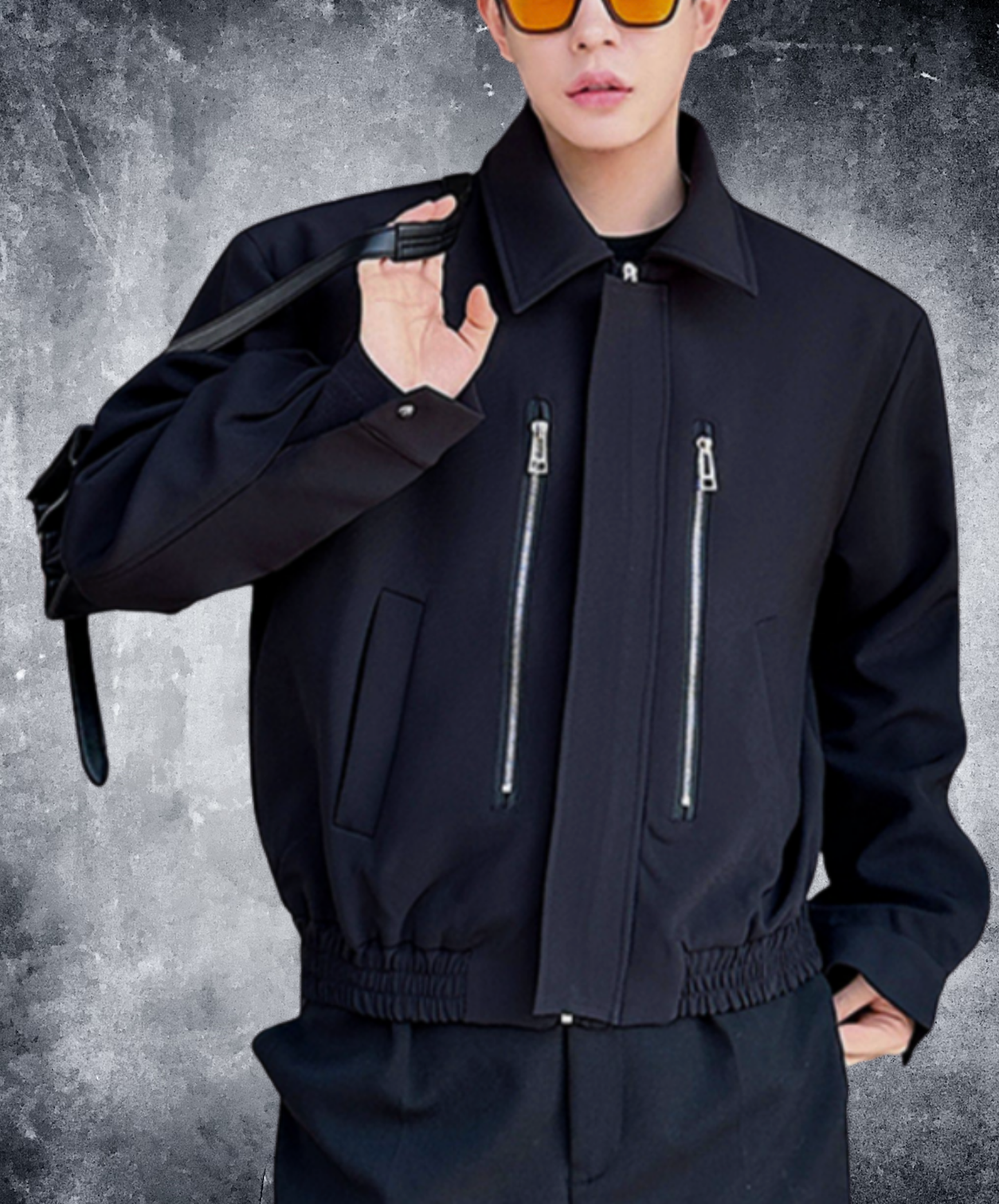 unique lapel zipper decoration jacket EN2670