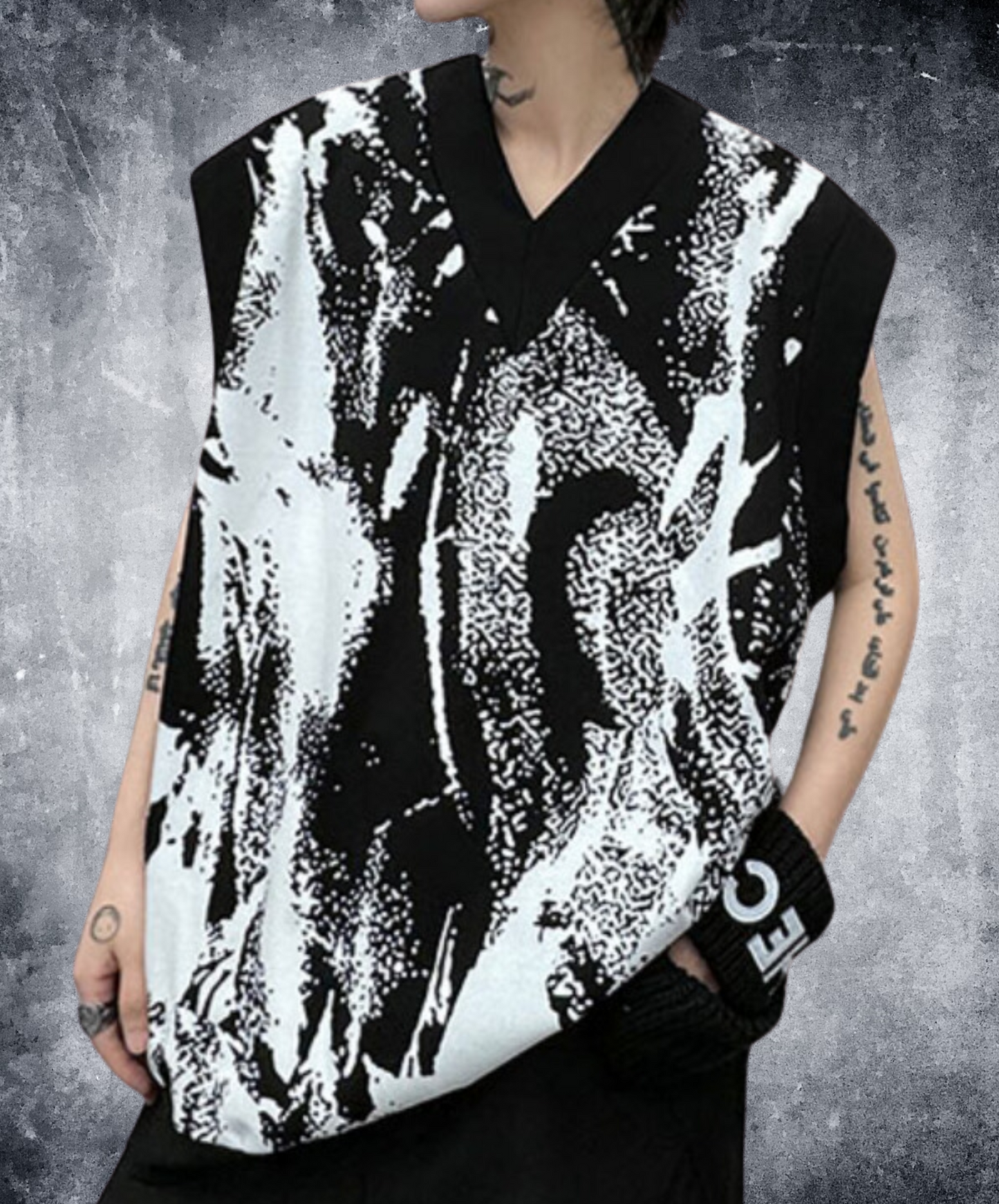 geometric print v-neck sleeveless shirt EN1808