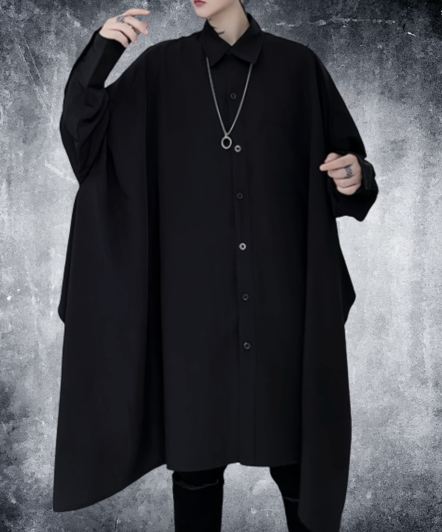 dark asymmetrical big silhouette long shirt EN2749