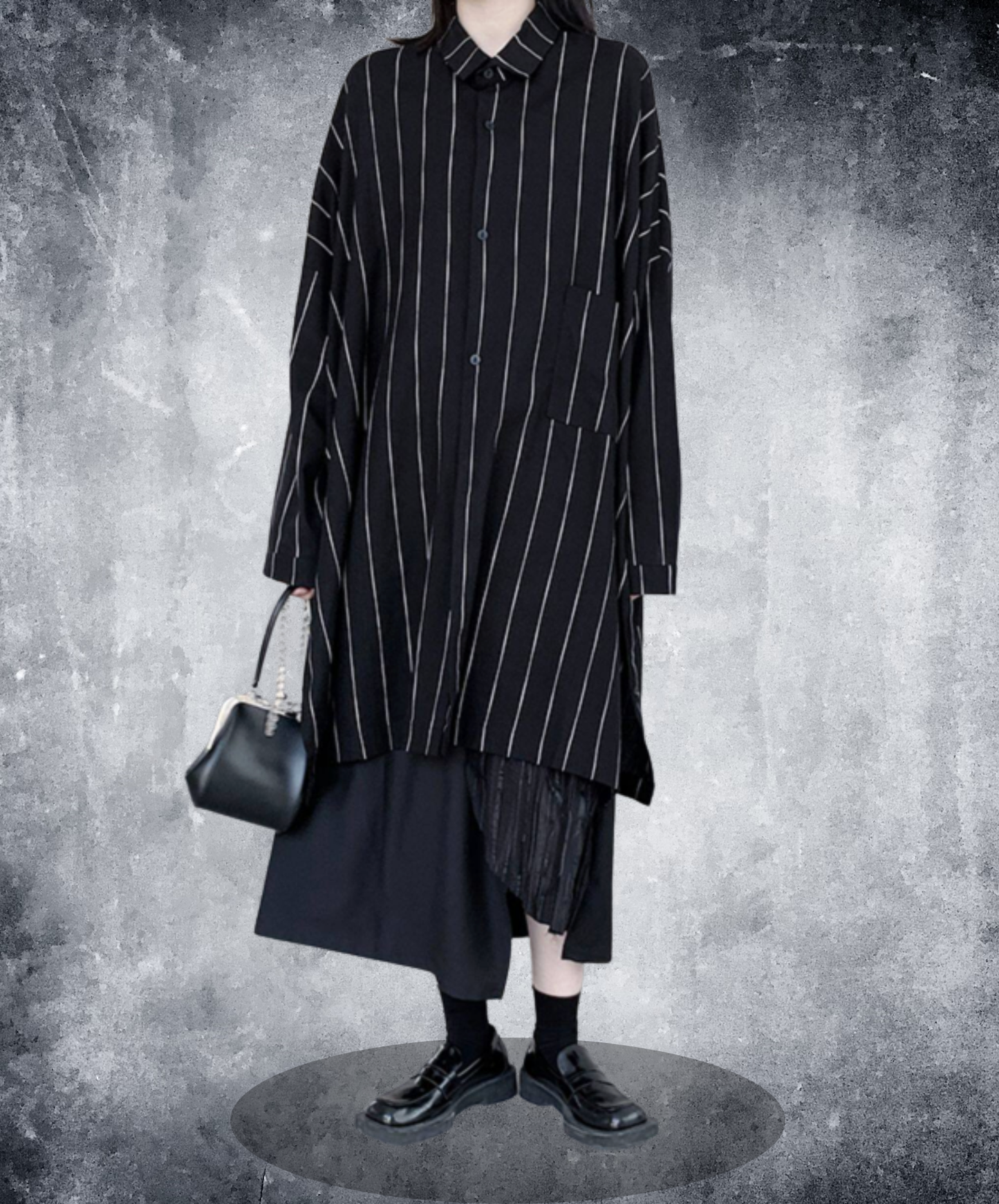 dark big silhouette stripe long shirt EN2777