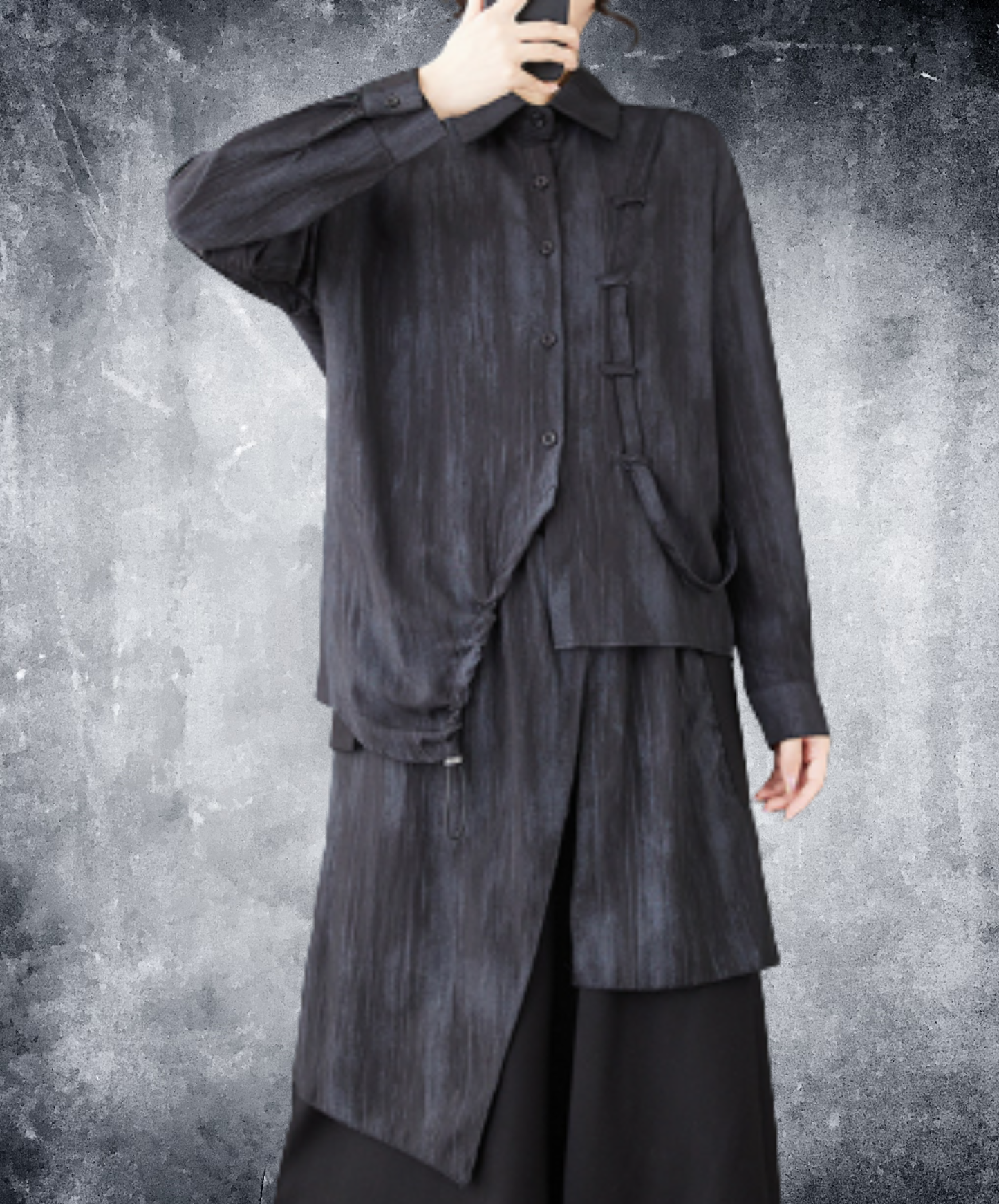dark asymmetrical and loose-fitting shirt EN3040