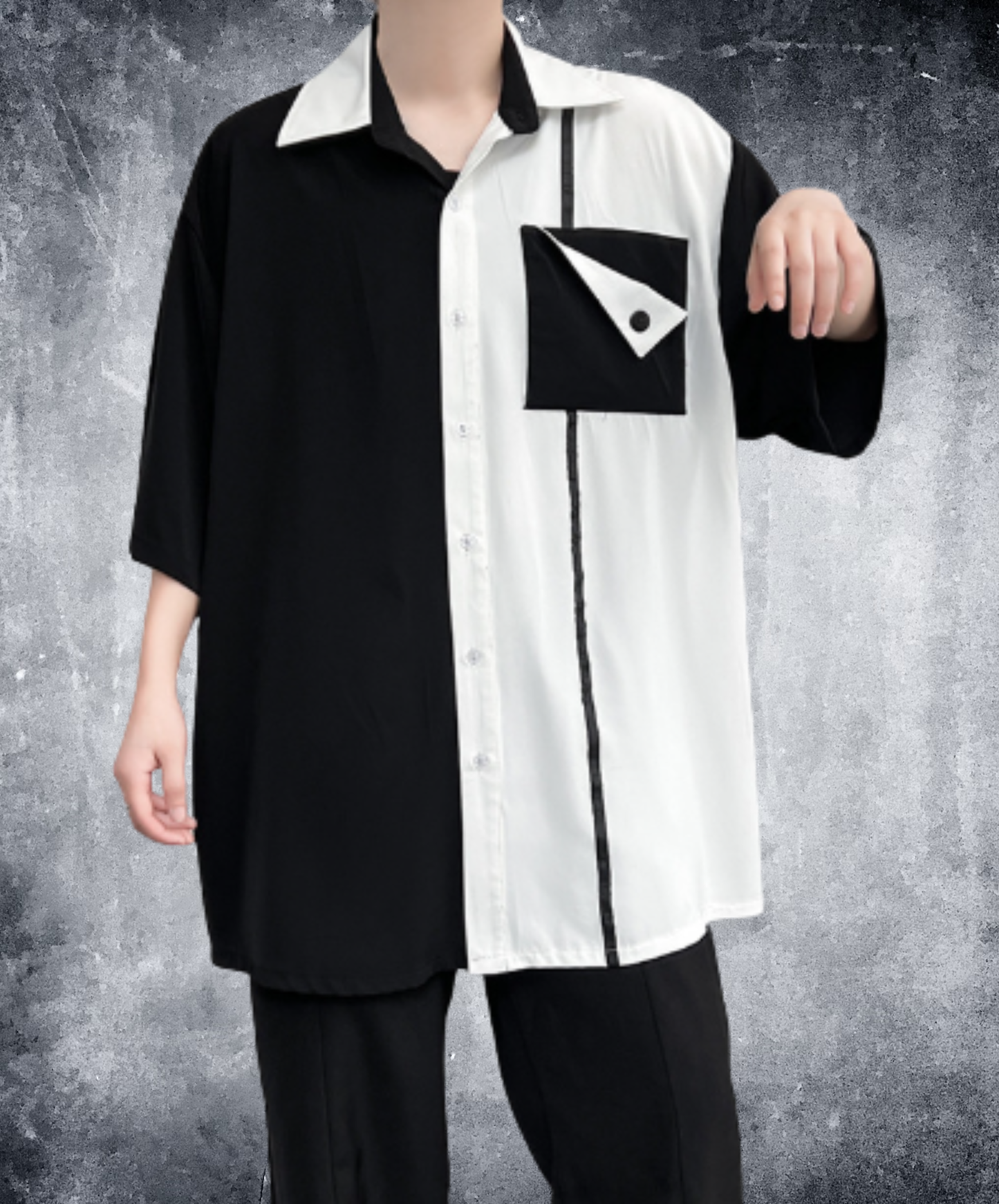 monochrome asymmetric color scheme shirt EN3007