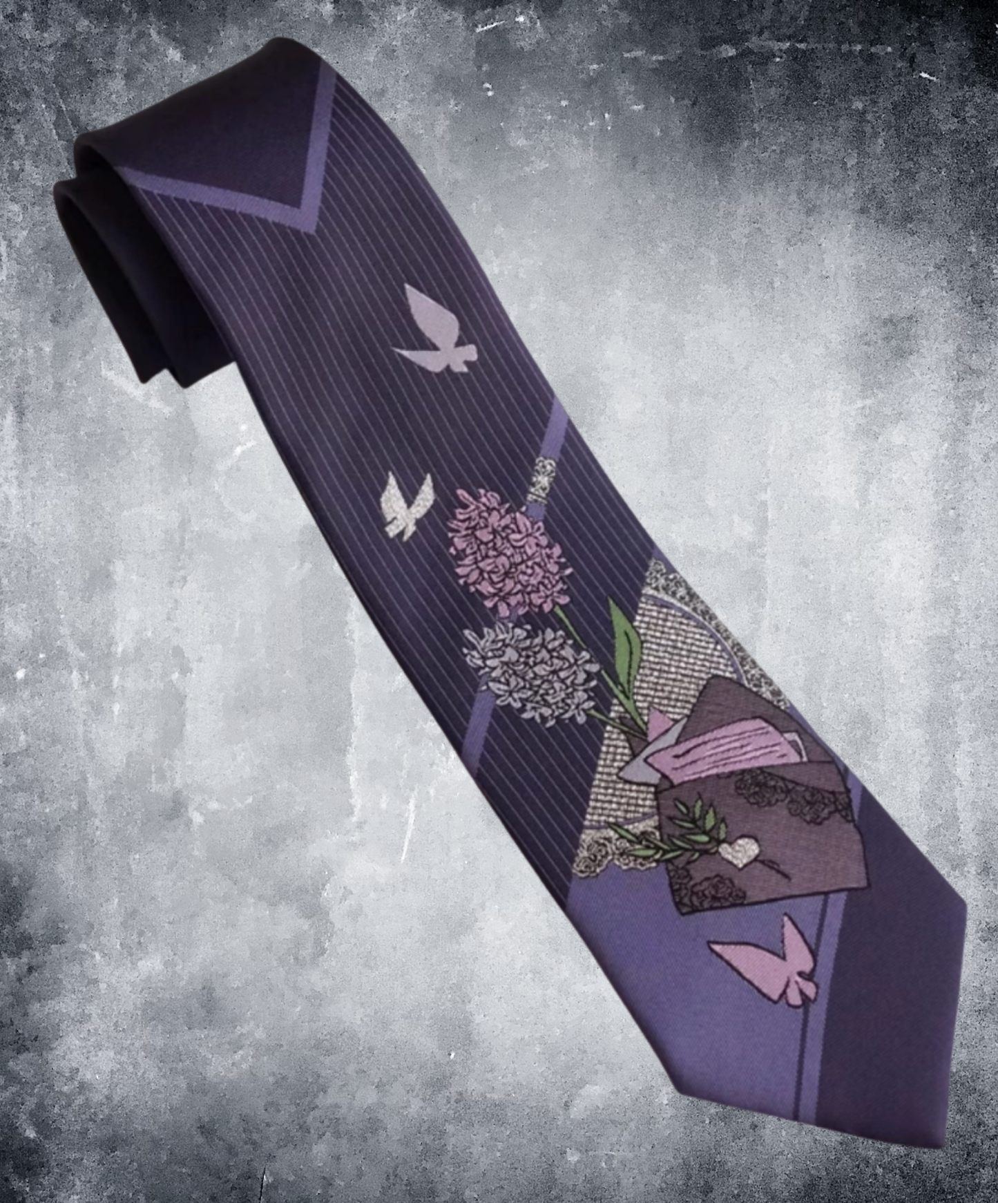 dark lavender letter necktie EN2676