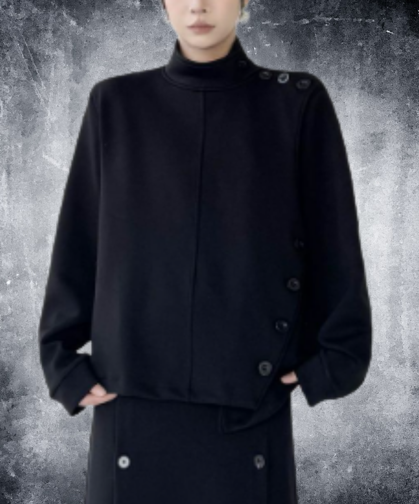 asymmetric high-neck design sweatshirt EN3149
