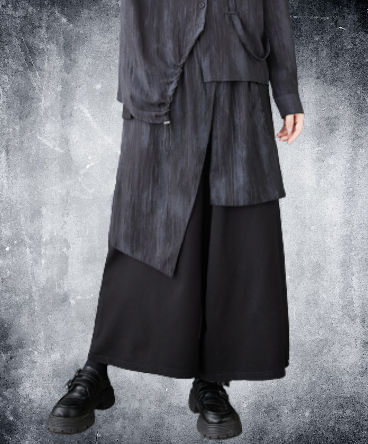 dark simple relaxed straight-leg fit wide pants EN3041