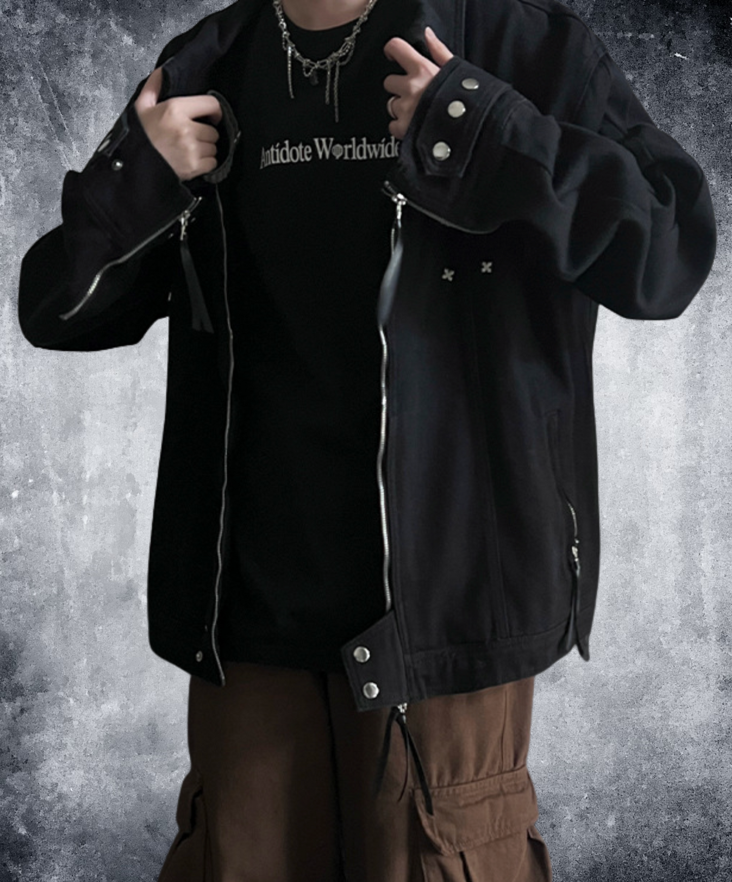 american retro black denim jacket EN2439