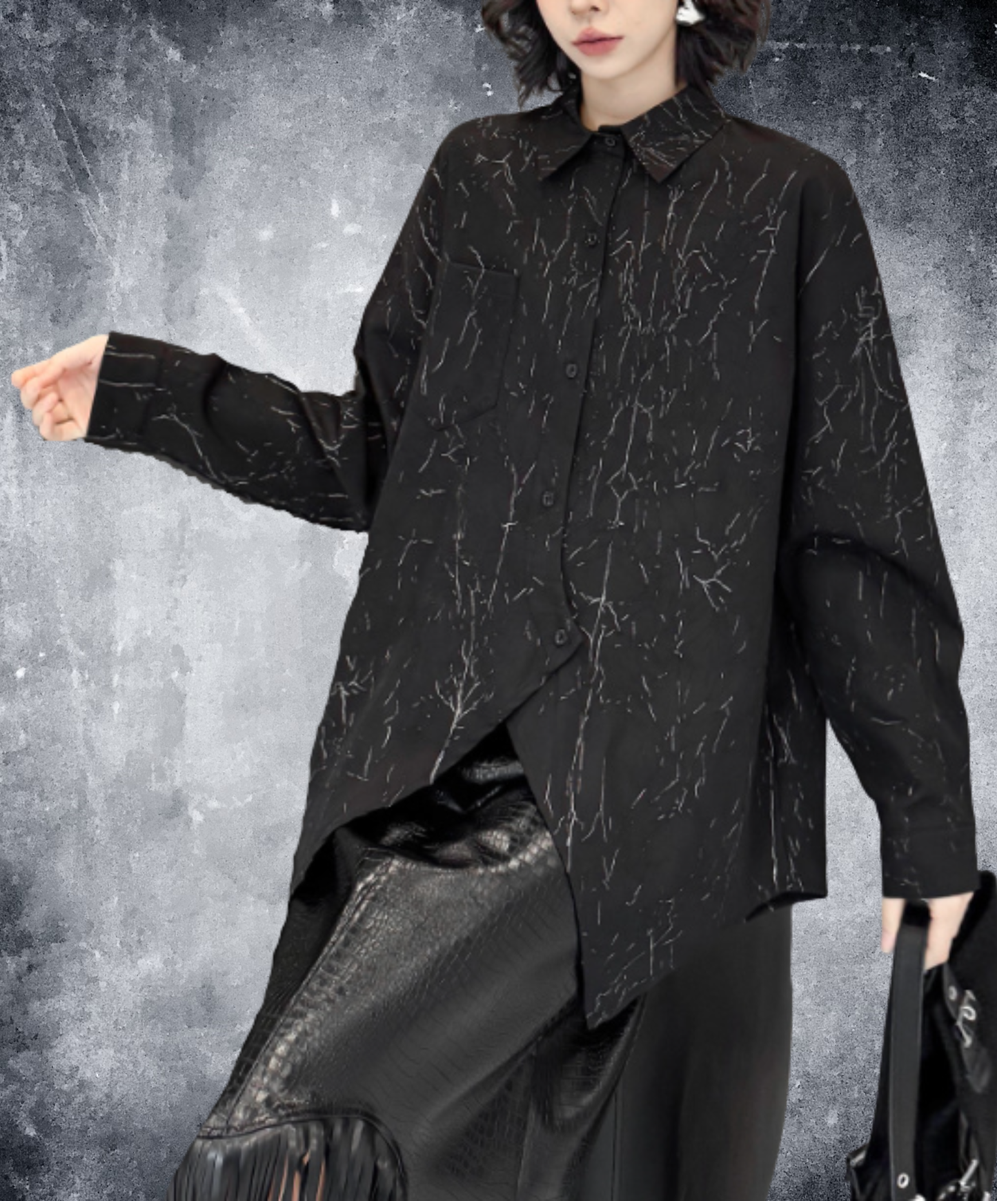 sparkling silver color pattern shirt EN2890