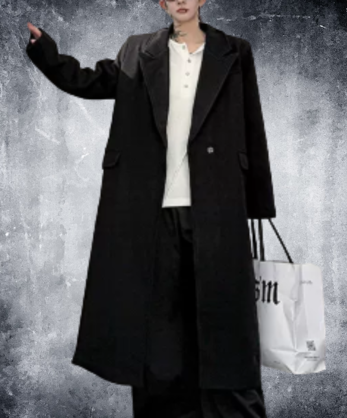 peak lapels long chesterfield coat EN3231