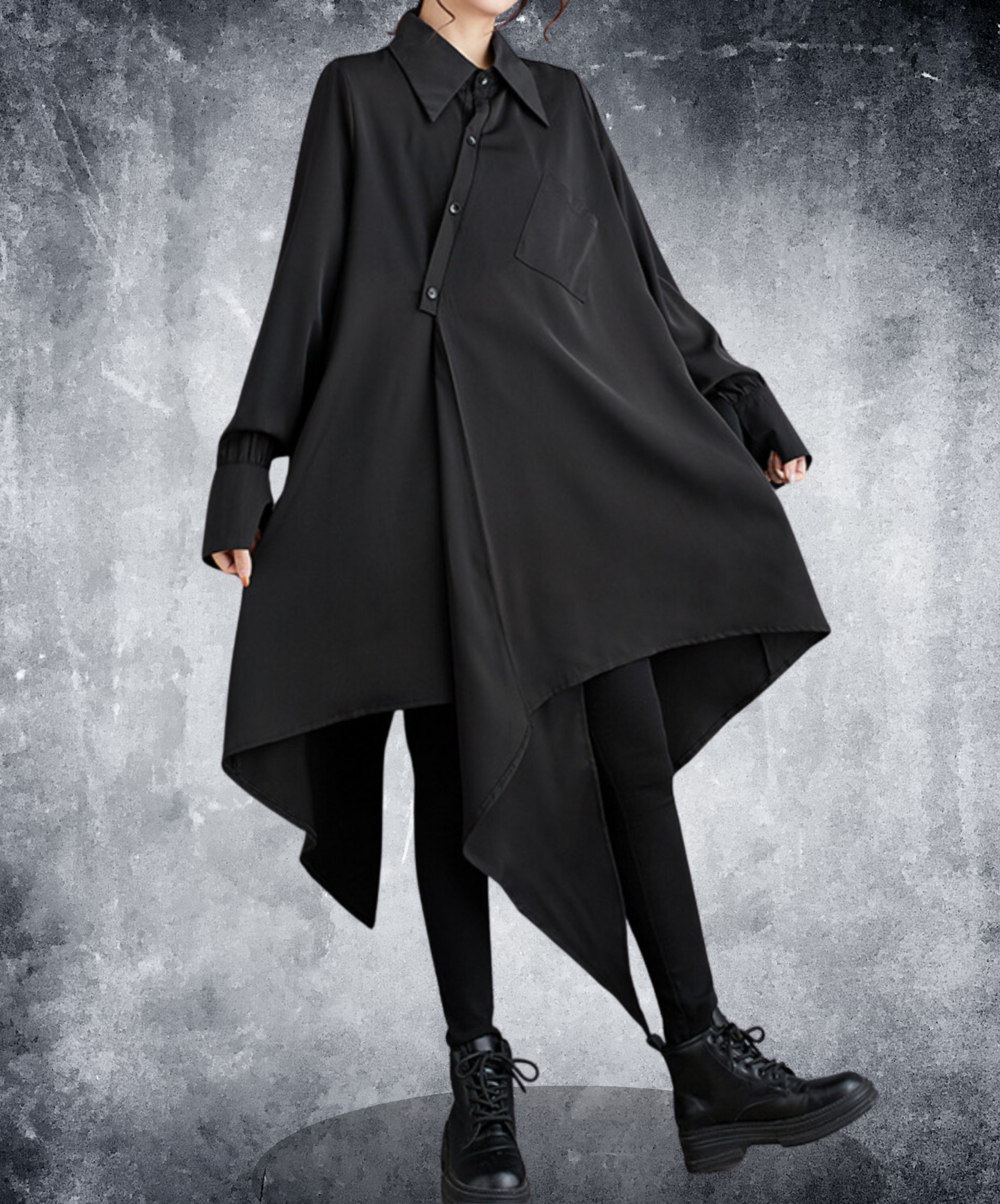 asymmetric irregular design dress long shirt EN1659