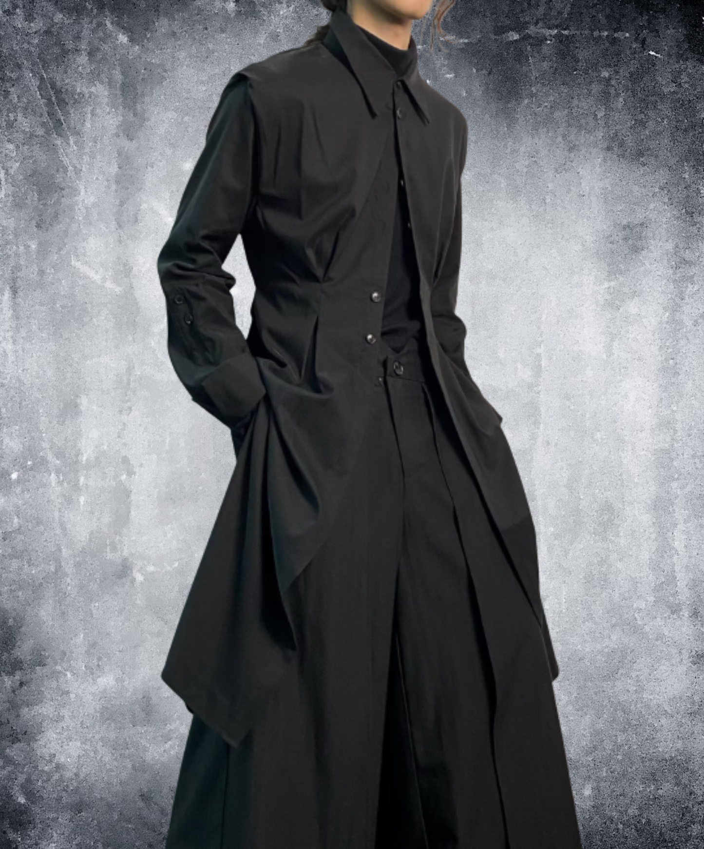 slim-fit waist-defining style long shirt EN3095