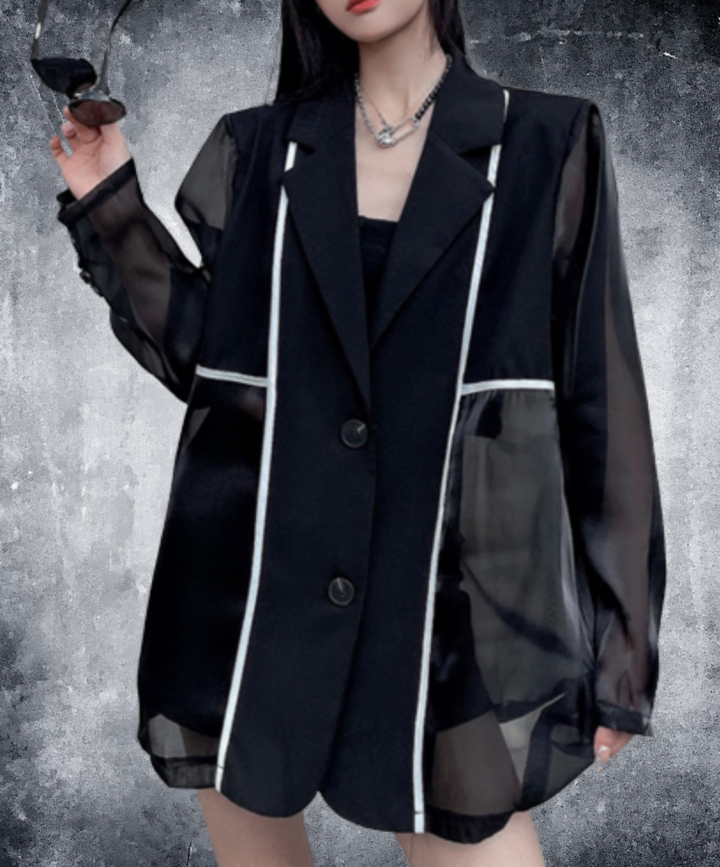 single-breasted color-block jacket EN3003