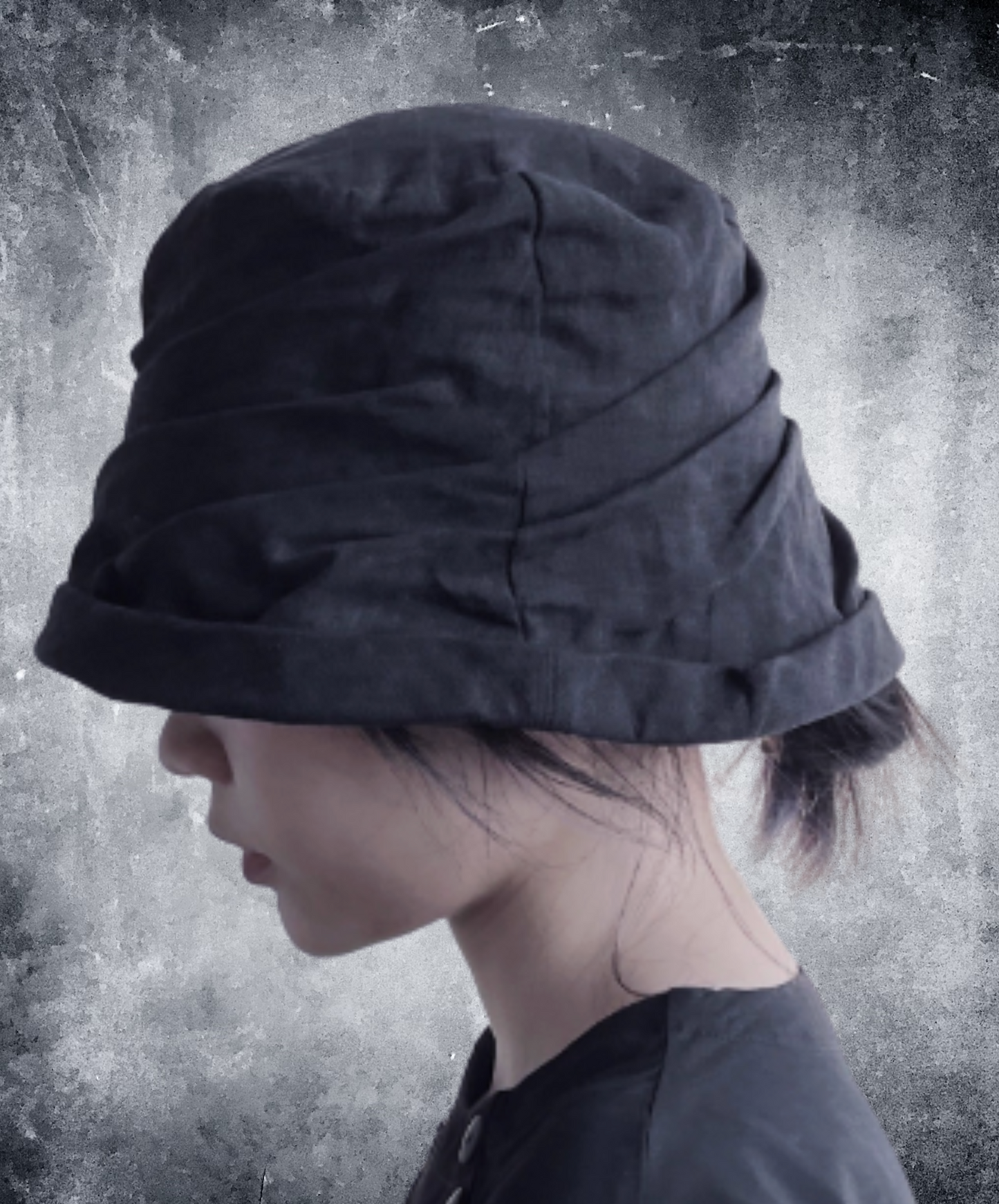 dark pleated cotton and linen het EN2479