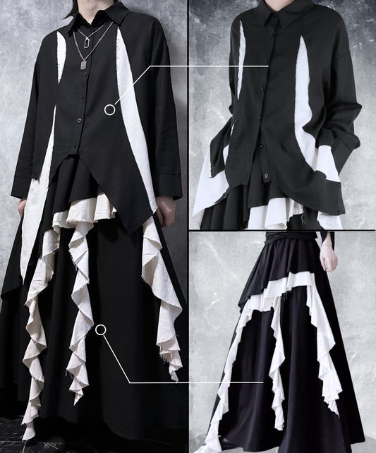 【style98】dark mode outfit set EN2902（shirt + skirt set）