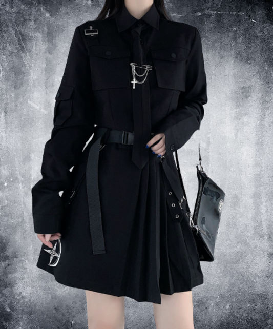 【style72】dark mode outfit set EN1981（ shirt+ skirt set）