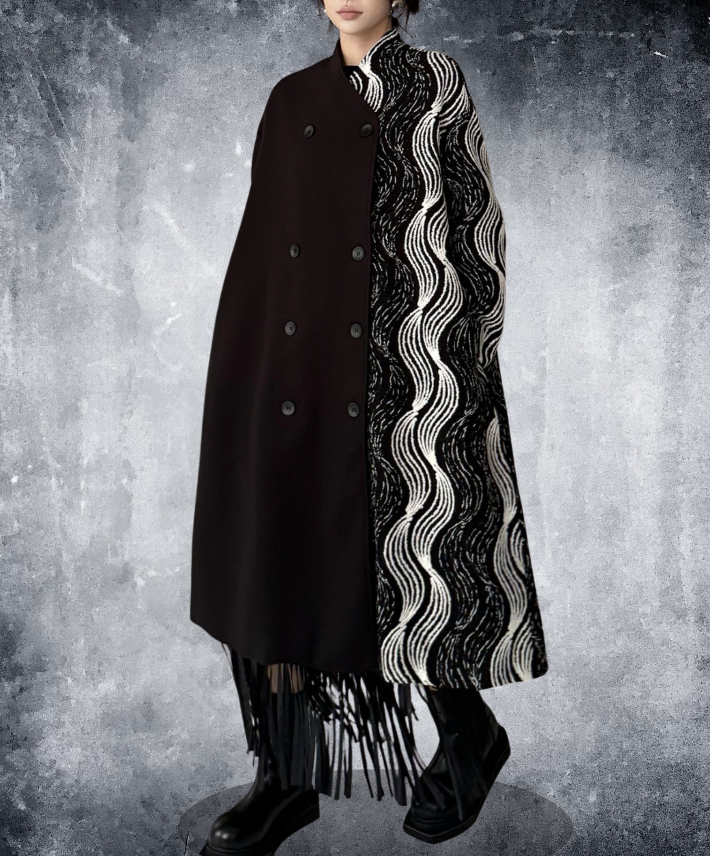 monotone wave design coat EN2574