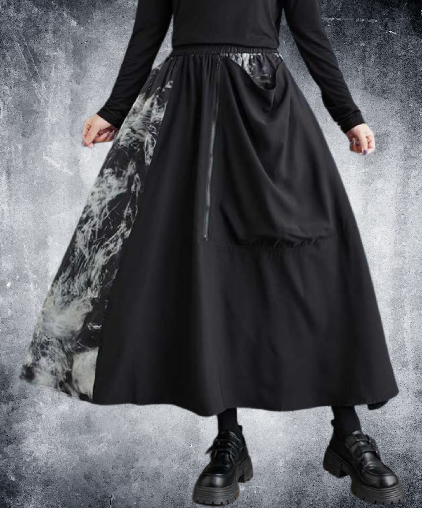 retro splicing print skirt EN2907