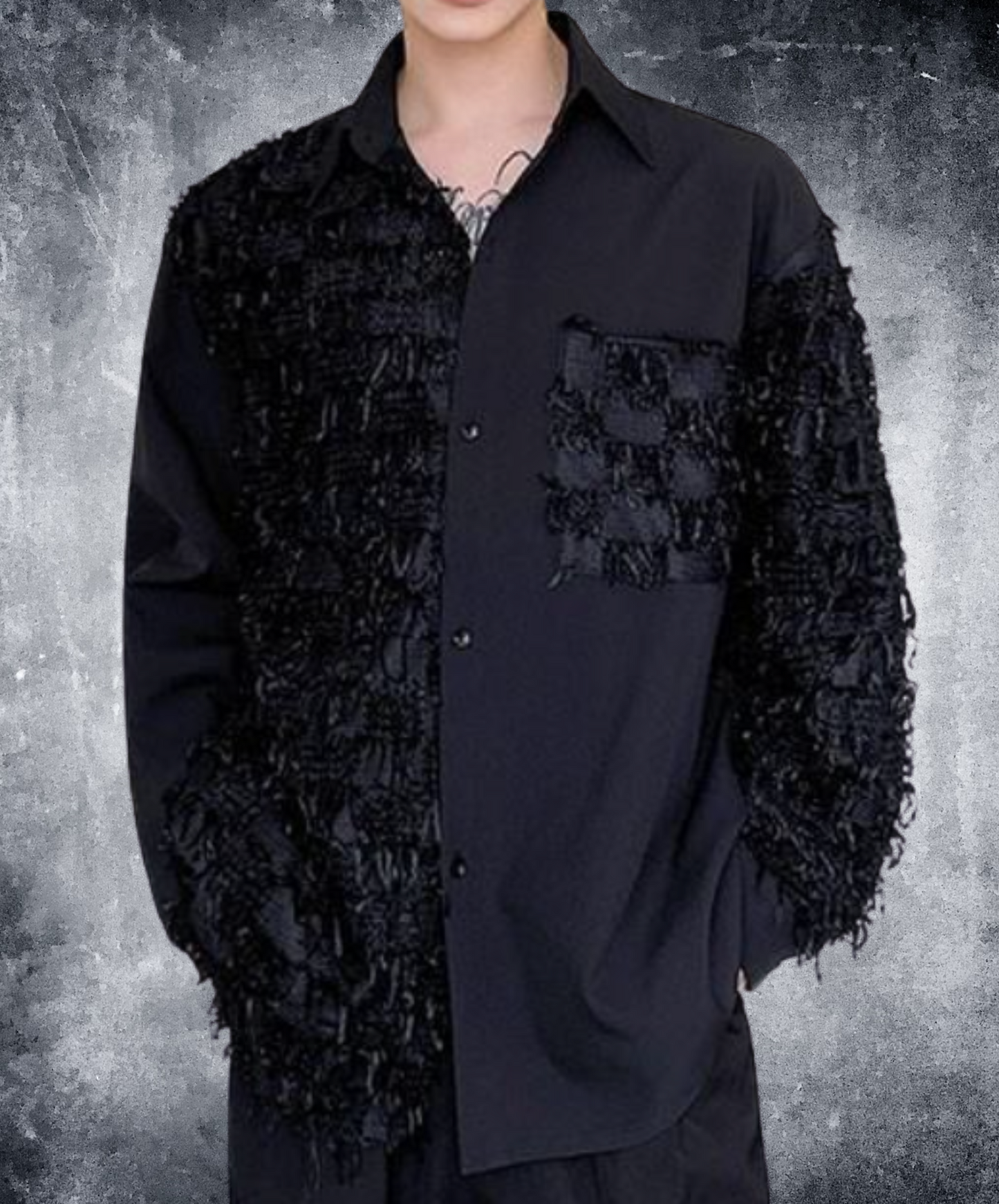 dark fringe pattern mix shirt EN1995