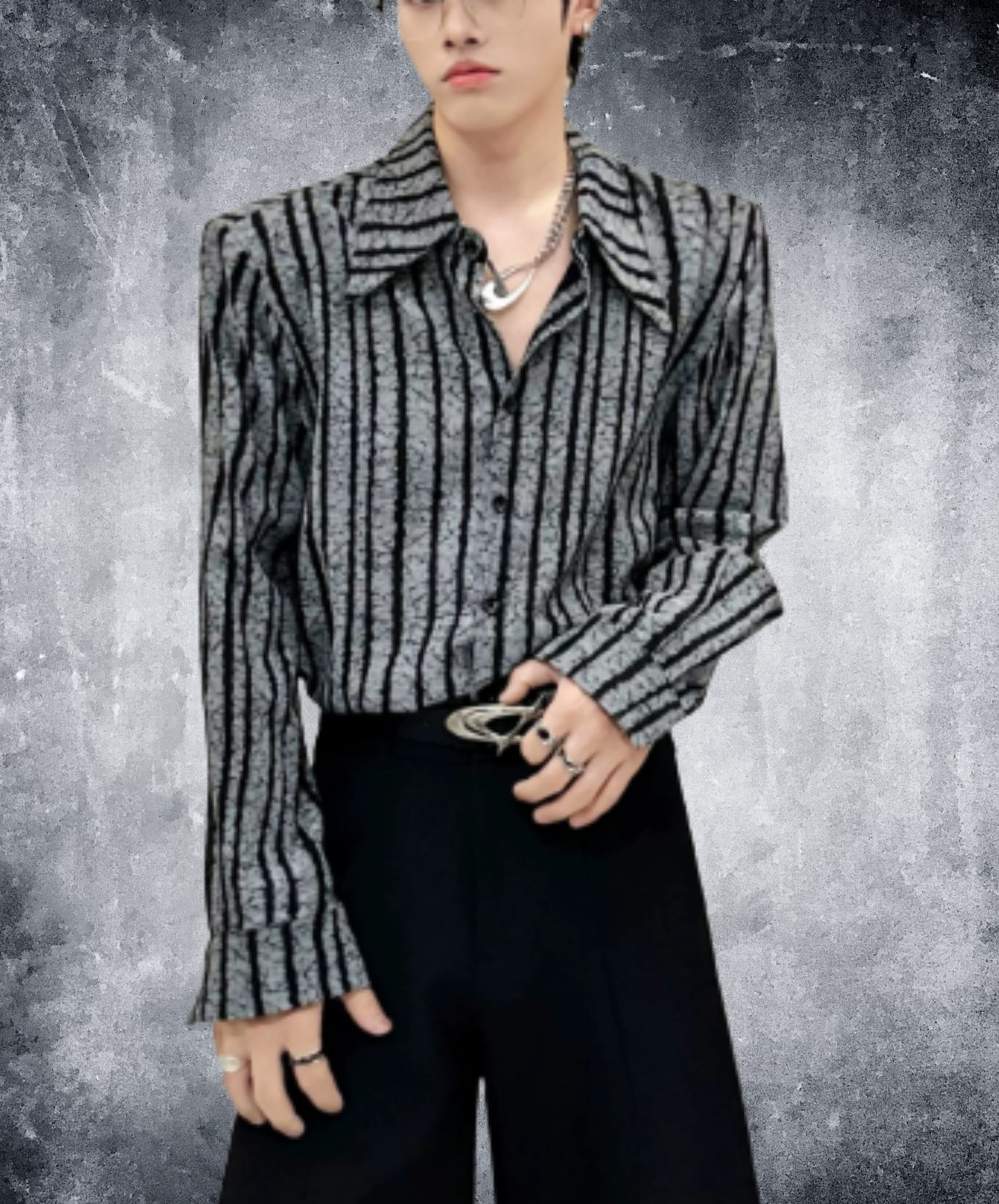 striped drape style shirt EN3086
