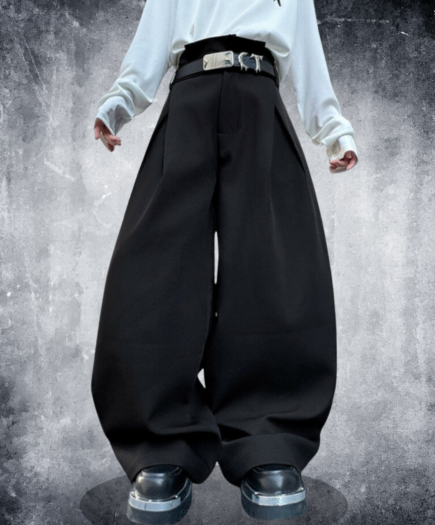 smooth drape texture wide pants EN2339