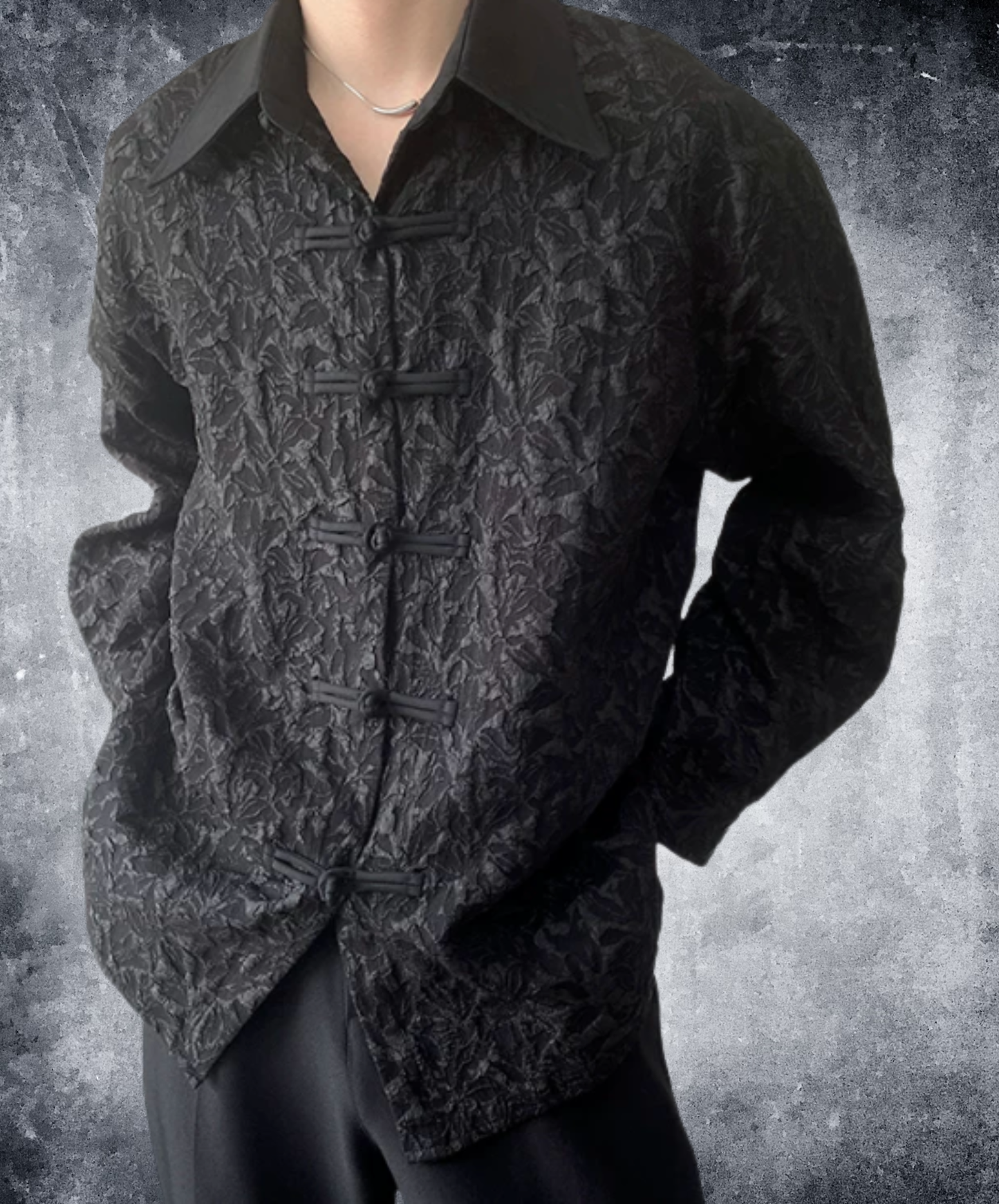 3d embroidered jacquard collar shirt EN2892