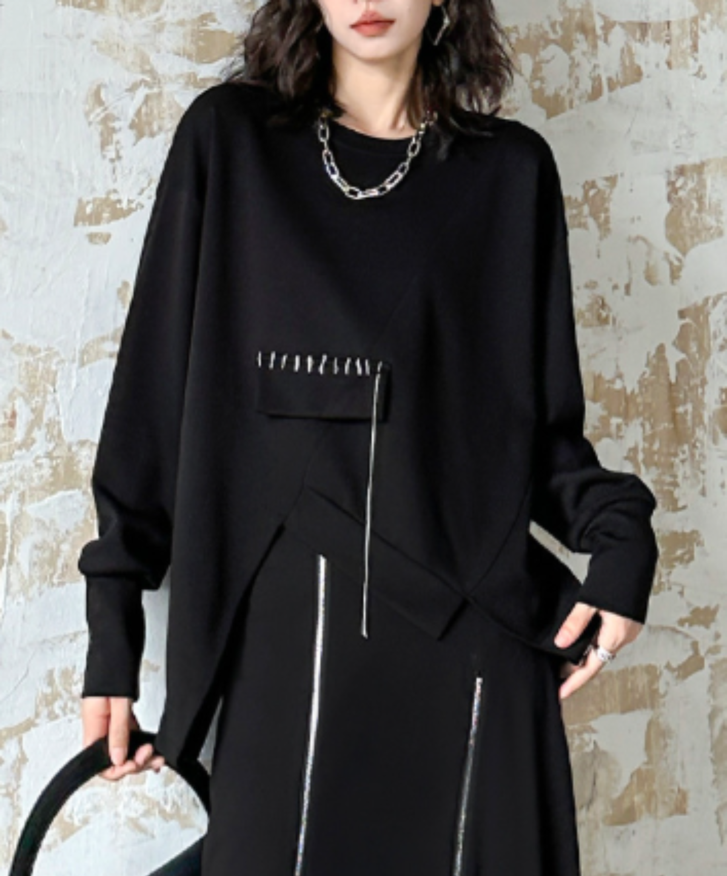 iIrregular seam line design sweatshirt EN3134