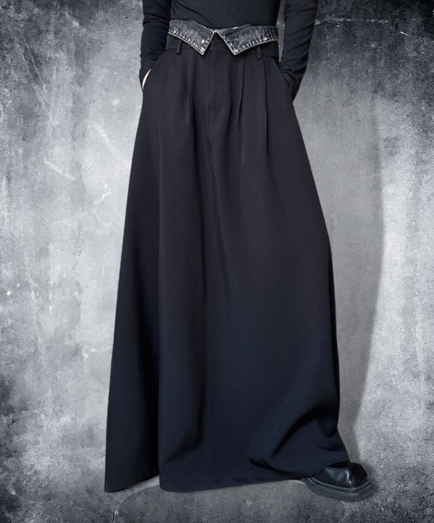 dark double waist long skirt EN1519