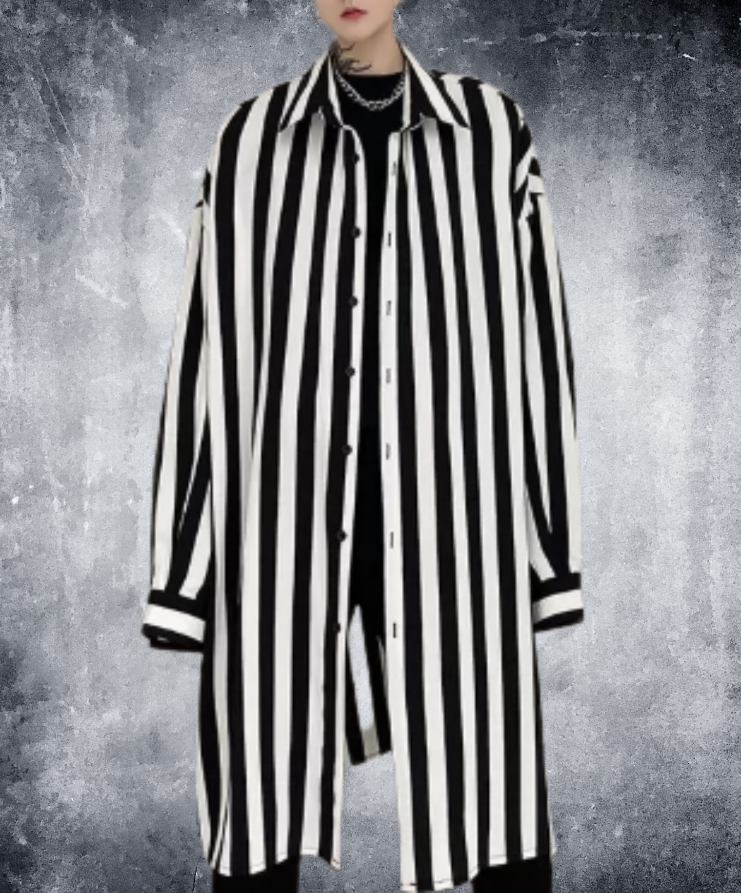 monotone stripe straight silhouette long shirt EN3106