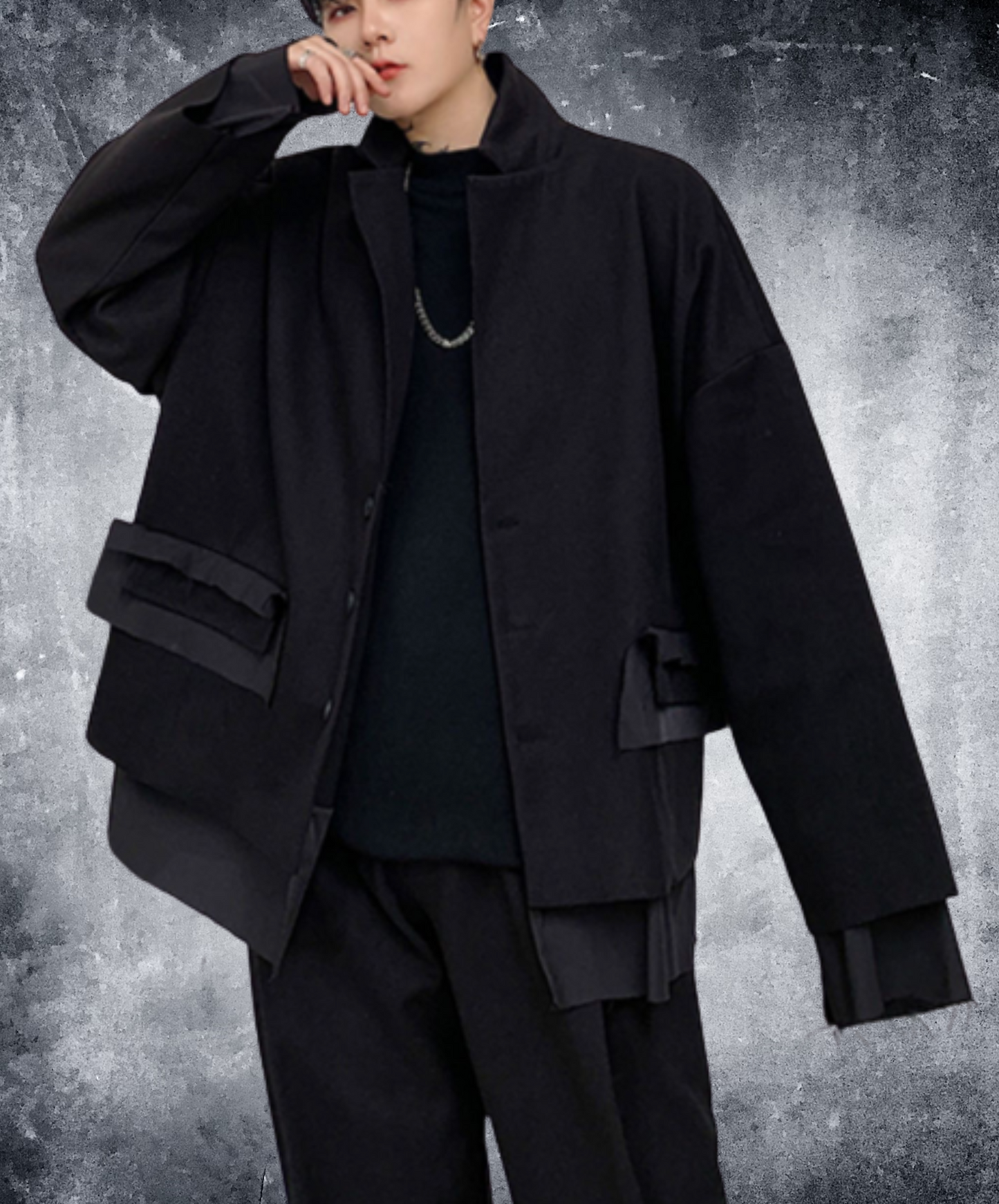 dark fake two-piece blunt cut jacket EN2374