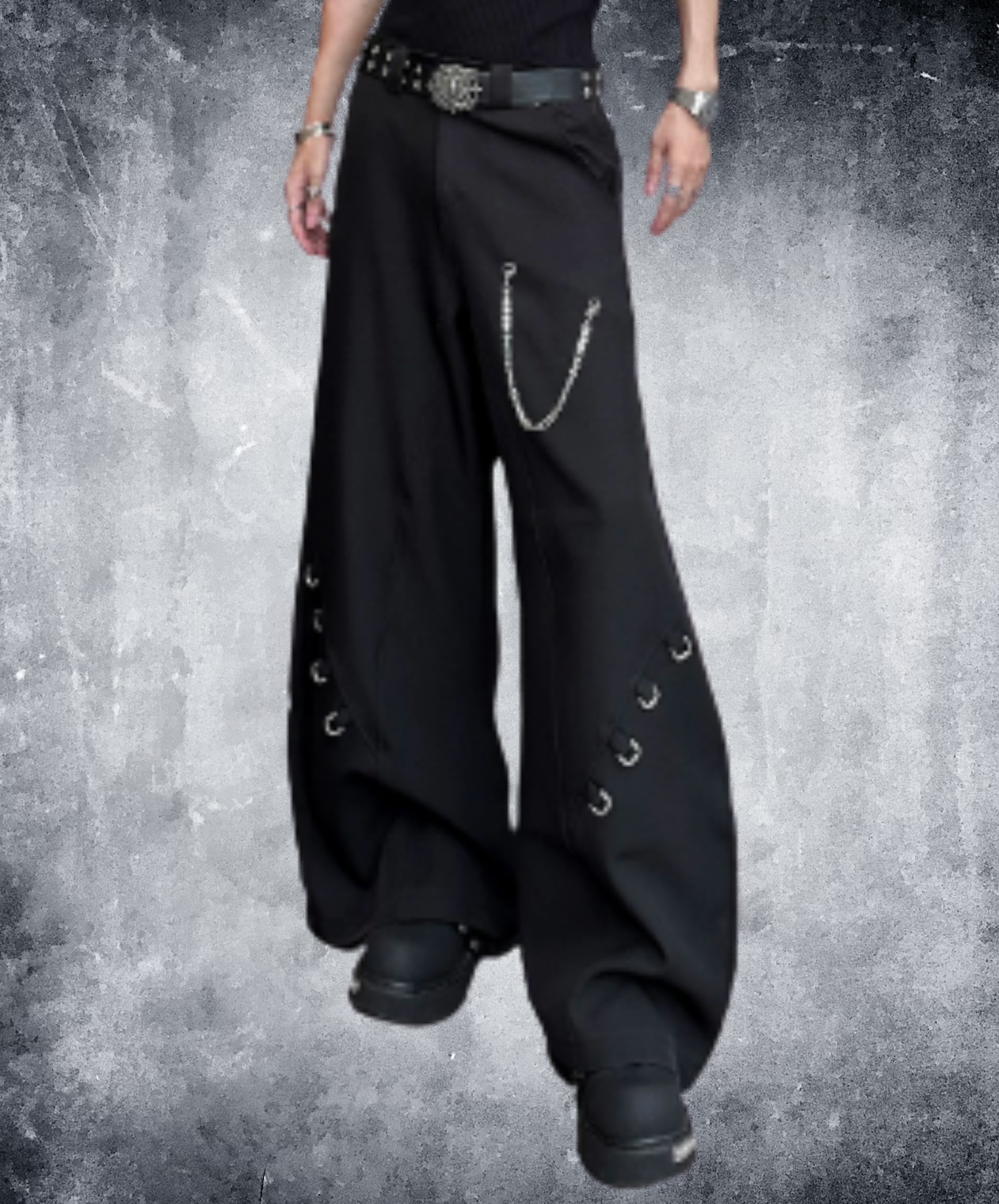 front panel with chain accent wide pants EN3140