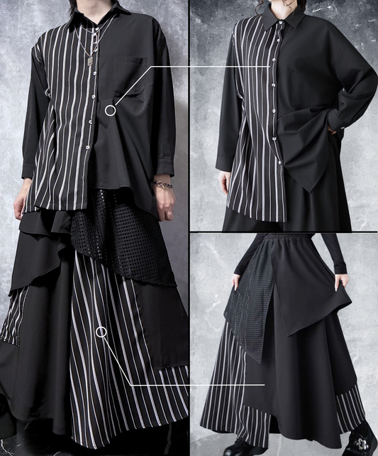【style99】dark mode outfit set EN2948（shirt + skirt set）