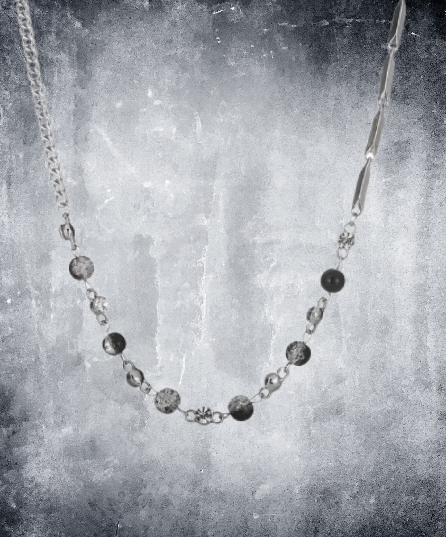 silver chain clear parts necklace EN2930