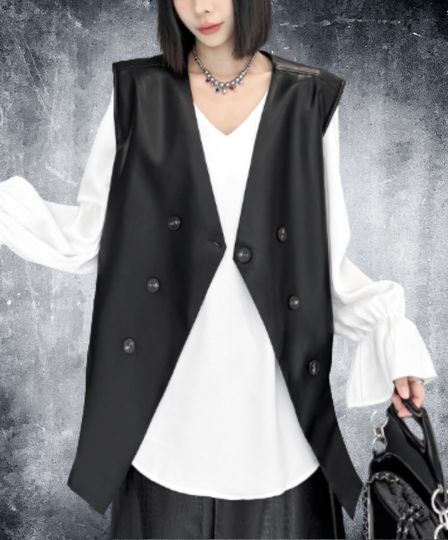 pu leather special silhouette vest EN2956