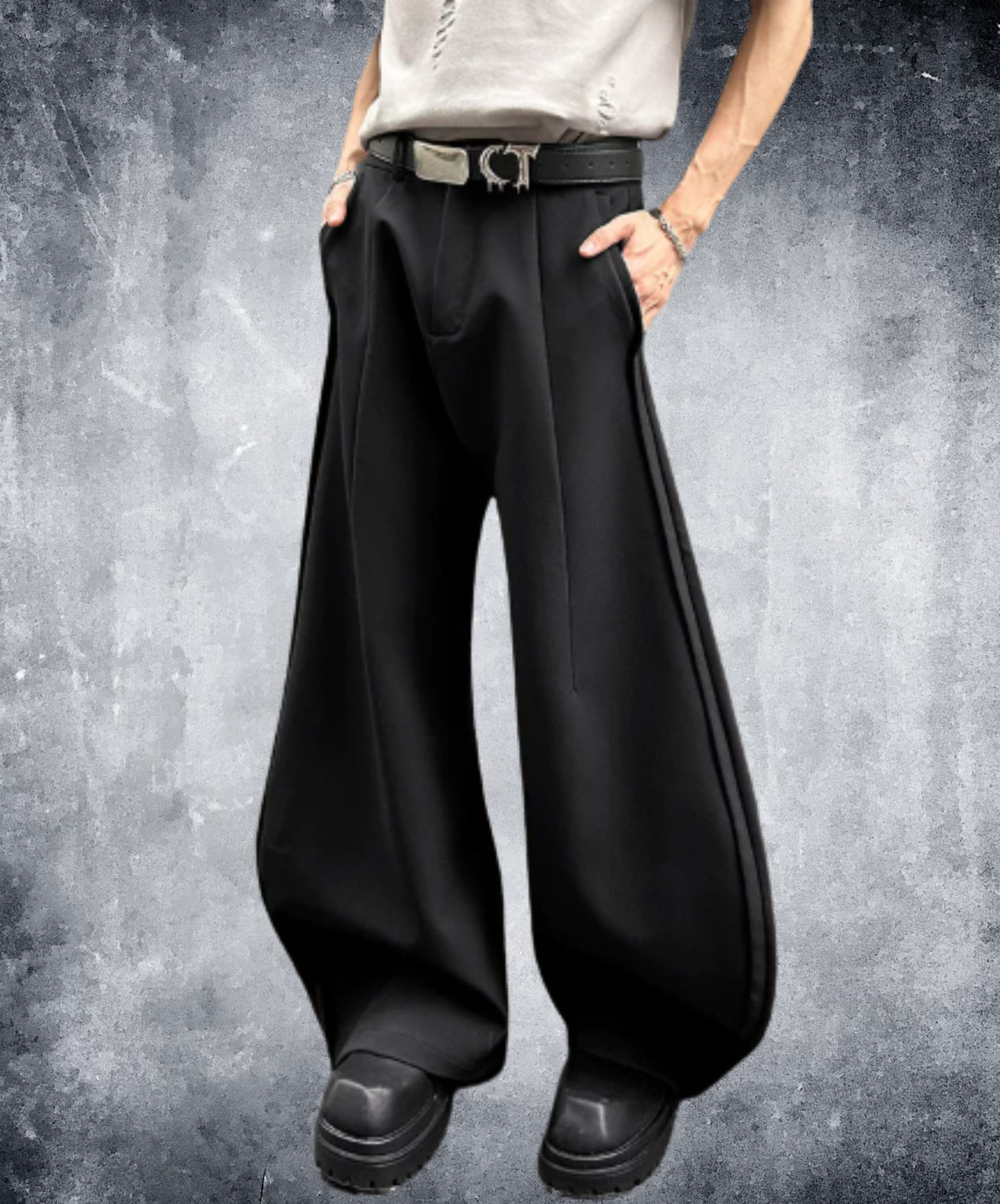 three-dimensional pleats wide pants EN2922