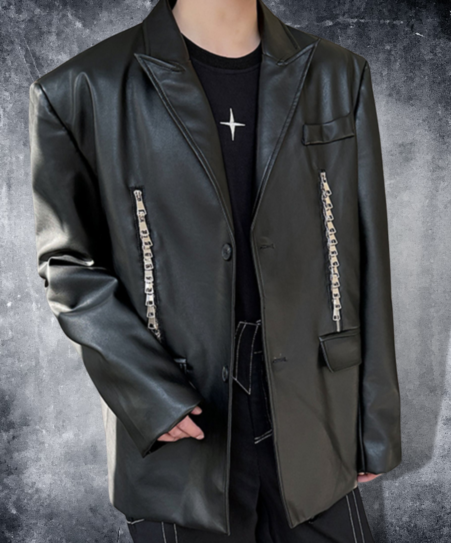 dark with zipper decoration jacket EN1417