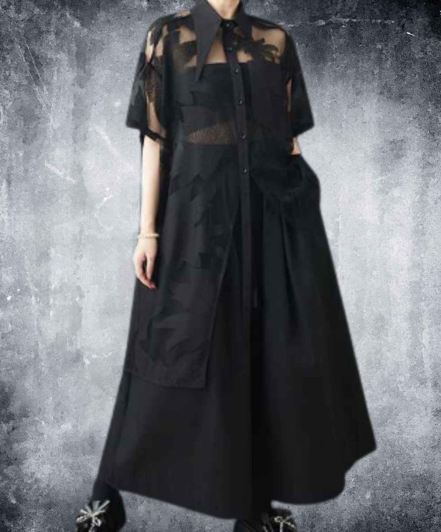 mid-length asymmetrical sheer shirt EN2985