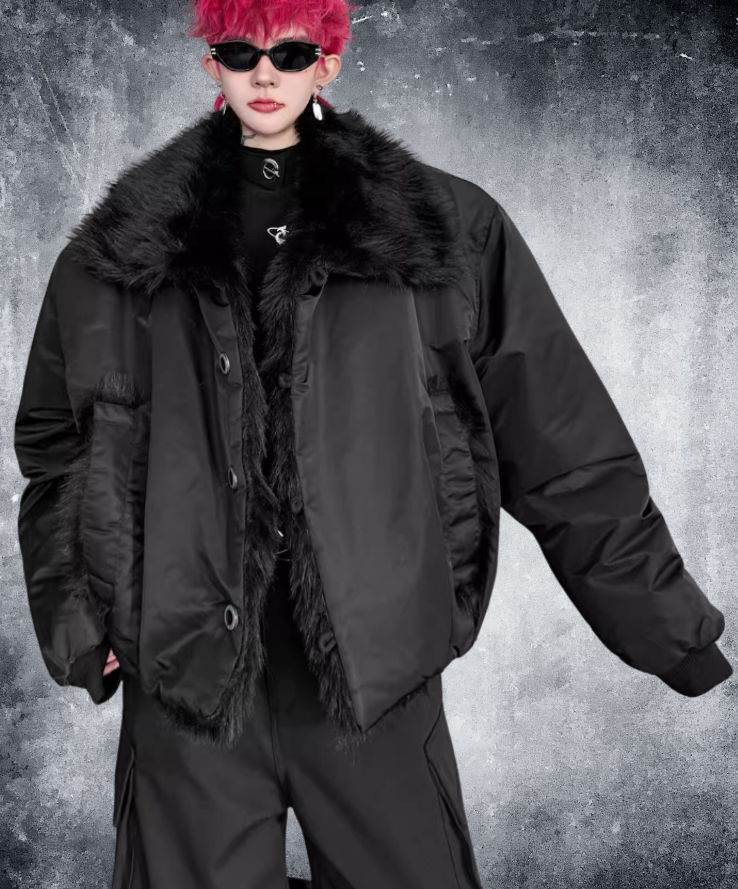 retro fur patchwork jacket EN2564