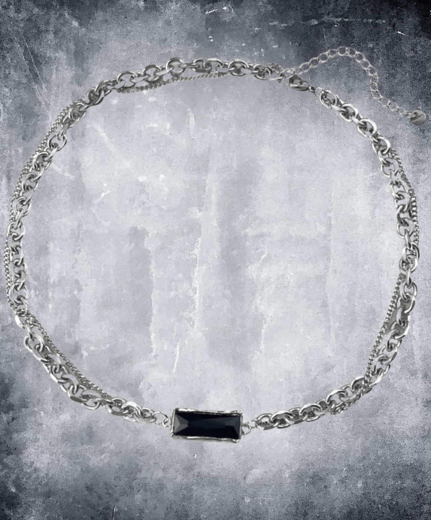 two-type chain black stone necklace EN2390