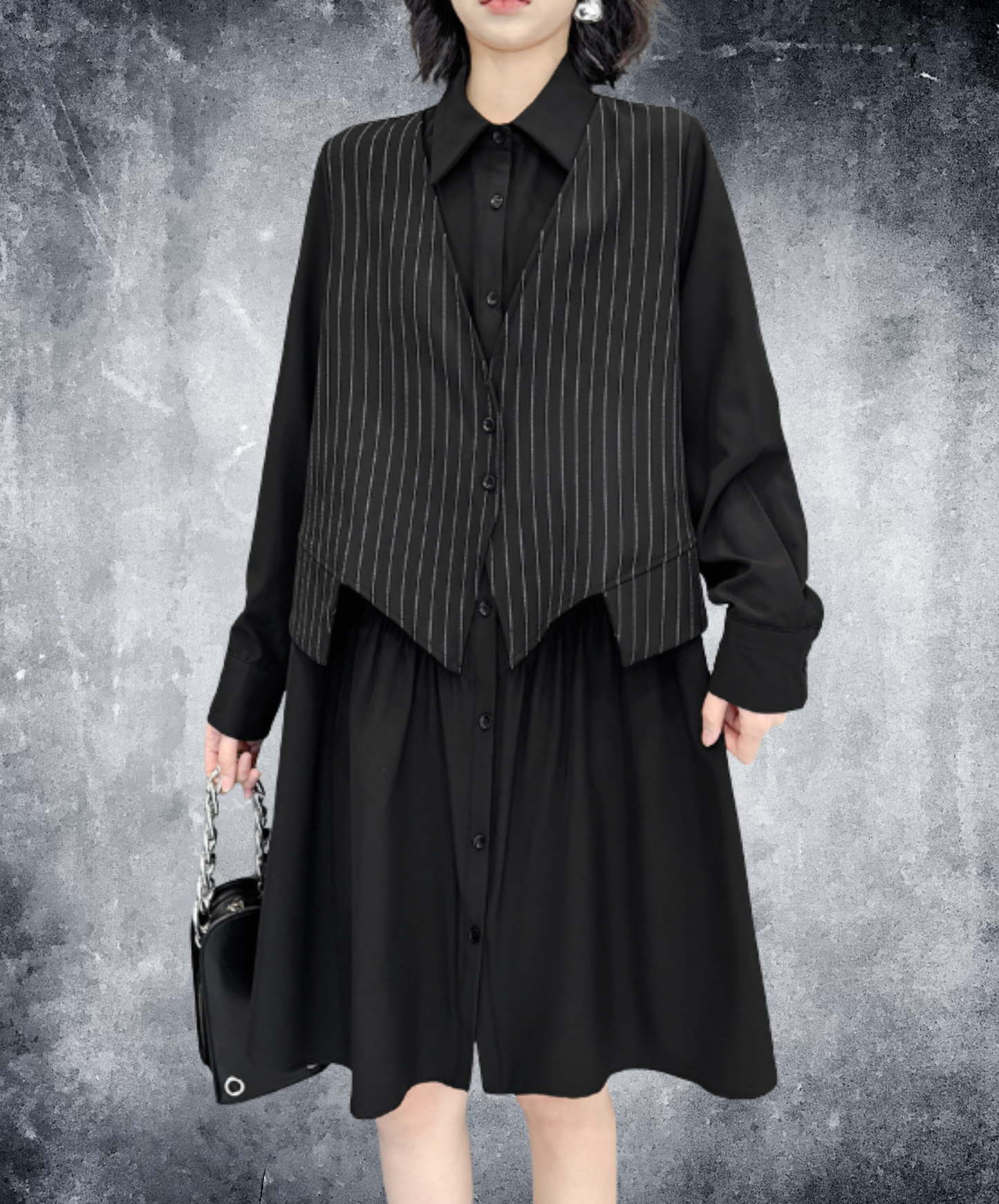best-selling flared silhouette layered look long shirt EN3151